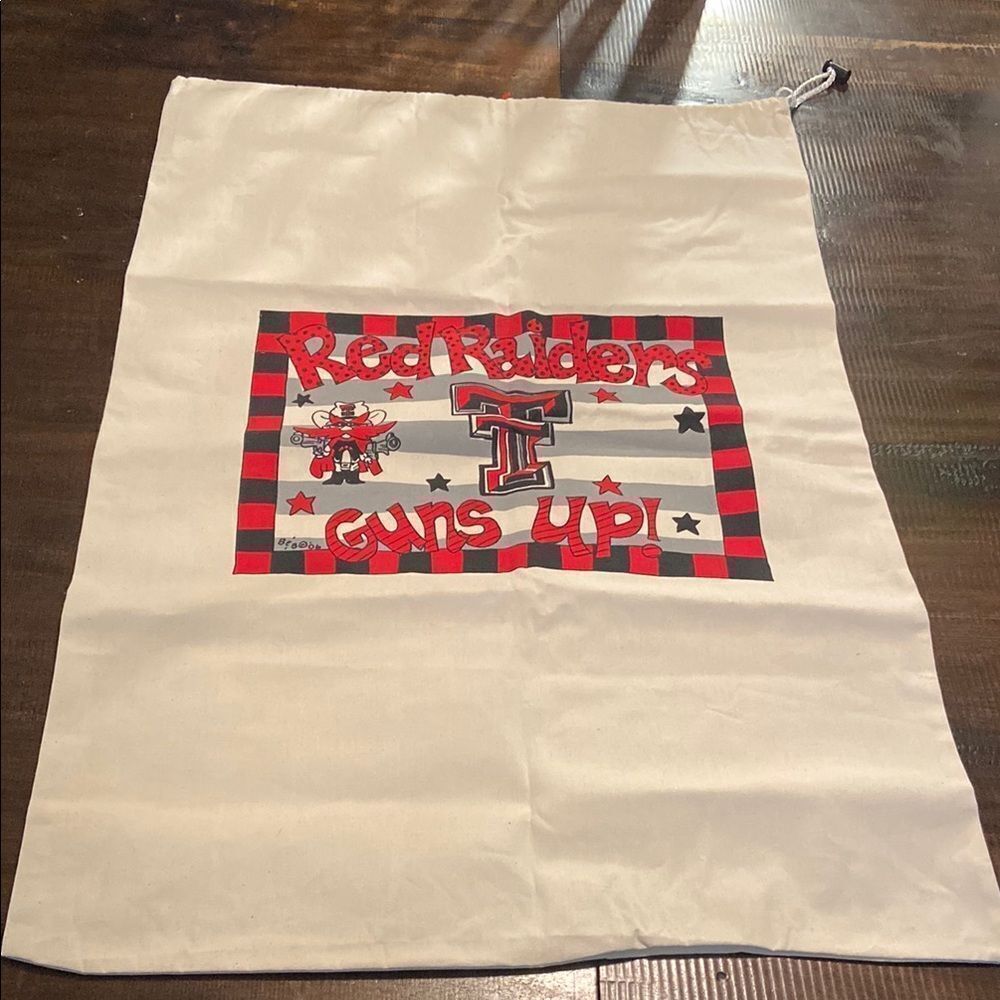 Custom Made Red Raiders Guns Up Drawstring Laundry bag